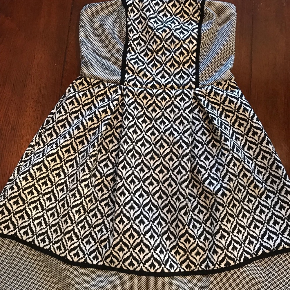 Black and White Strapless Dress